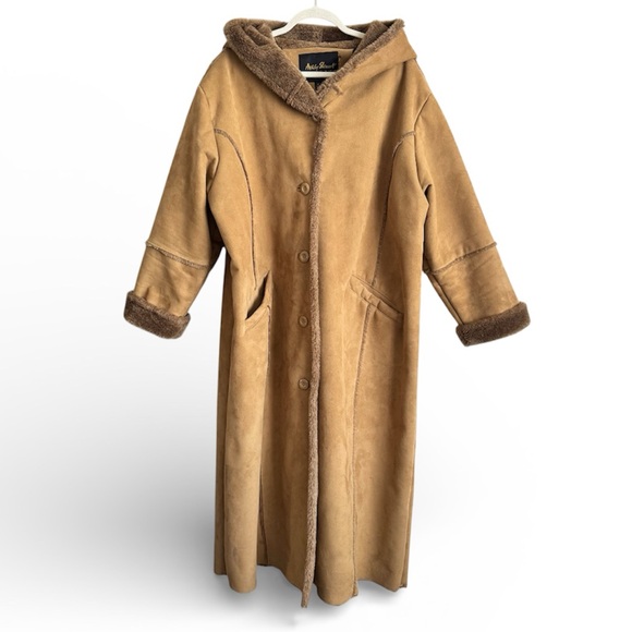 Ashley Stewart 90's Penny Lane Camel Teddy Jacket with Hood
